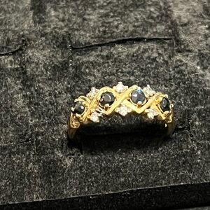 Gold-Plated Sapphire & Diamond Accent Women's Ring
